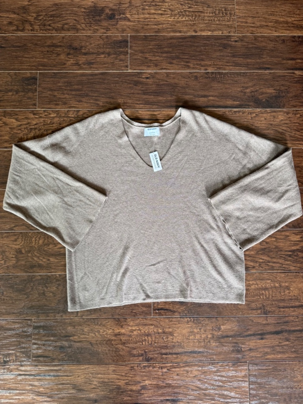 Old Navy Taupe Long Sleeve Sweater Size L NWT Cotton Blend Classic Knit